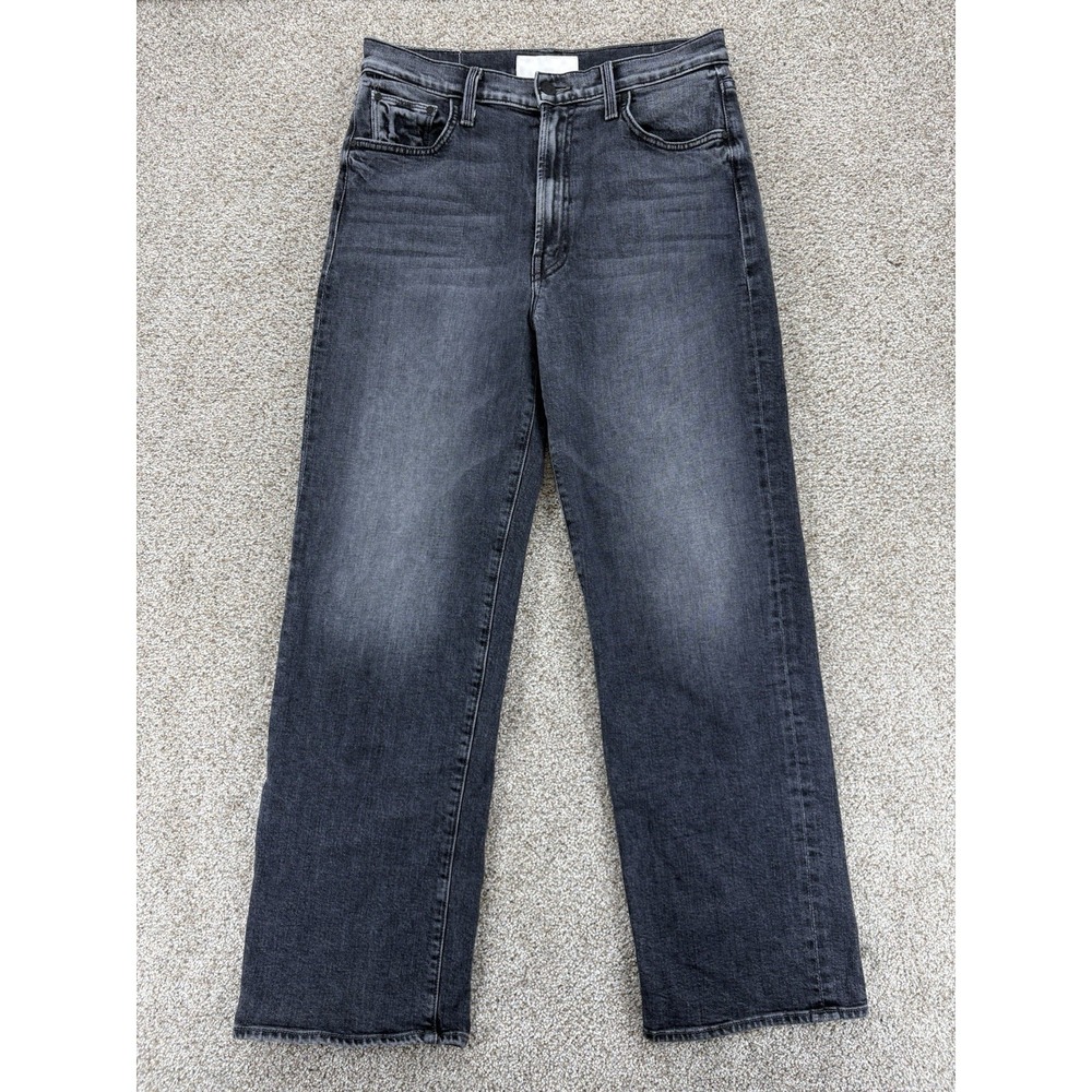 MOTHER Wide Leg Flare Jeans in Washed Black